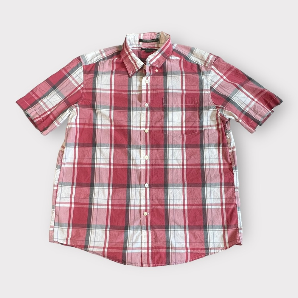 Eddie Bauer Button Shirt Legend Wash Classic Fit Red Plaid Men Sz Large